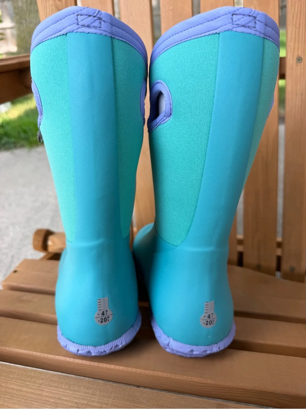 BOGS Kids Durham Solid Waterproof Winter Rain Boots Turquoise Teal Purple Size 3